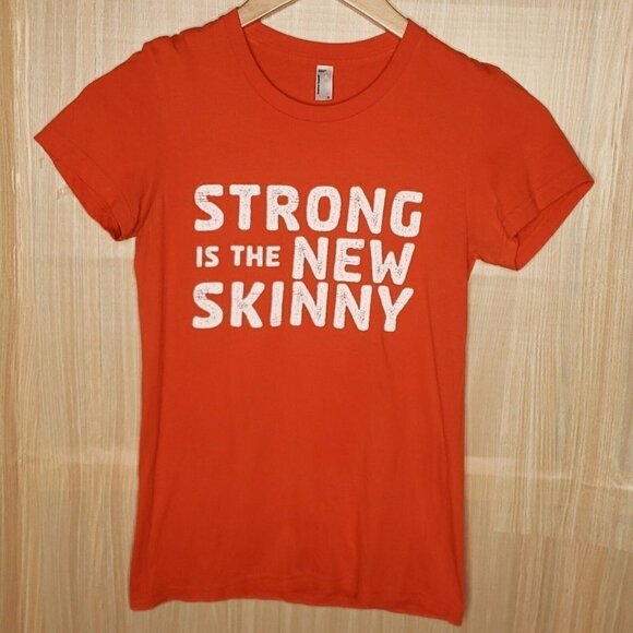 American Apparel Womens Orange Strong Is  New Skinny Top Small - Picture 1 of 5